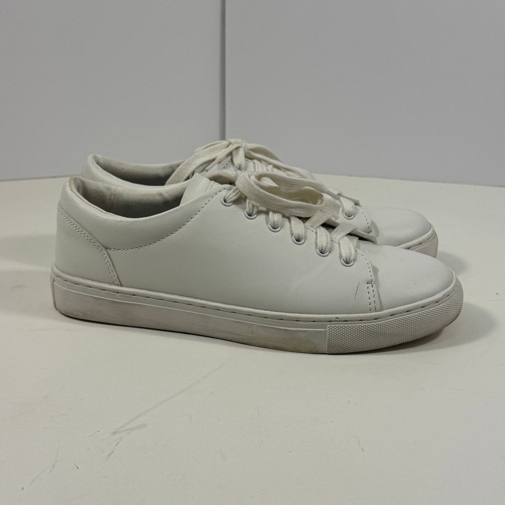 J.Crew White Leather Low Top Sneakers Women's size 7‎ Minimalist Lace-Up Shoes - Picture 5 of 13